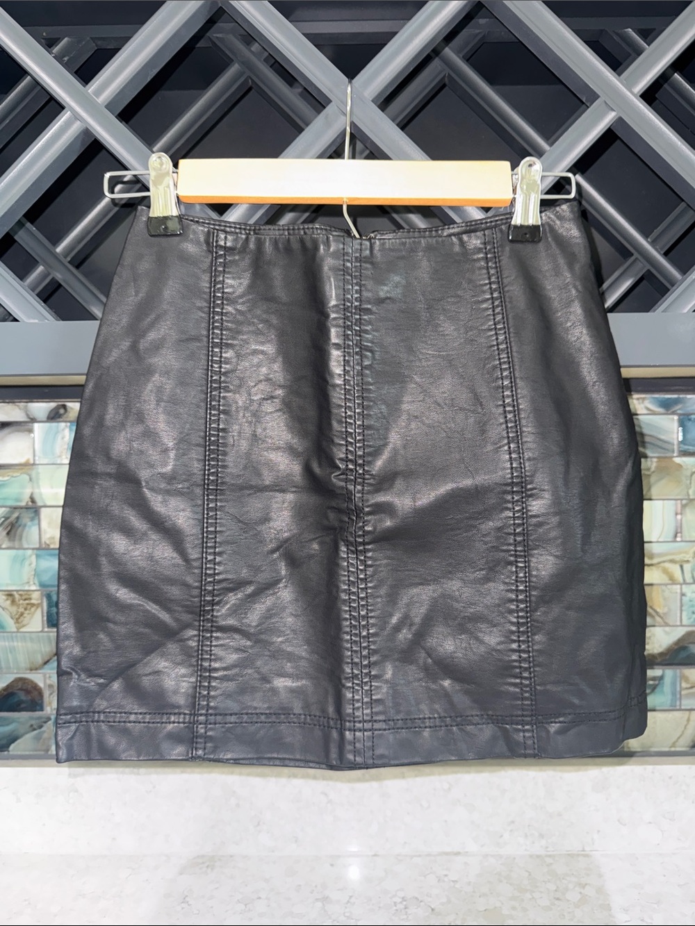 Free People Black Faux Leather Mini Skirt